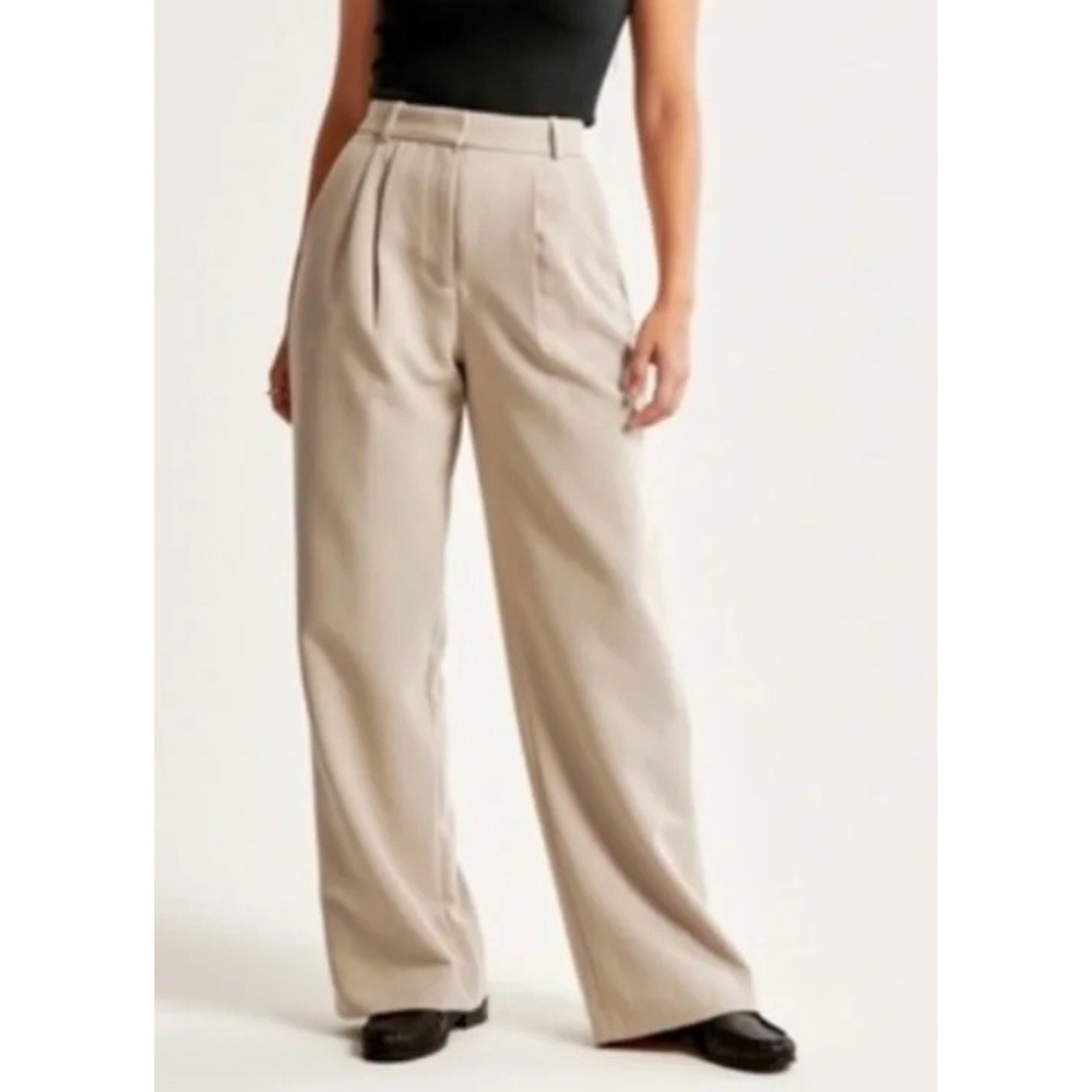 Abercrombie A&F Sloane Tailored Trouser Pants Wide Leg Pleated Curve Love 2S